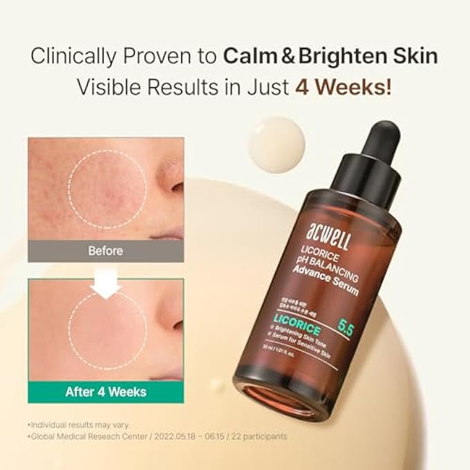ACWELL LICORICE PH BALANCING ADVANCED FACIAL SERUM AMPOULE 1.01 FL.OZ. - RADIANCE AND DARK SPOT CARE FACE SERUM FOR DULL SKIN, REDUCES ACNE AND BLEMISHES, MINIMIZES FINE LINES, HEALTHY GLOW SKIN - Image 4